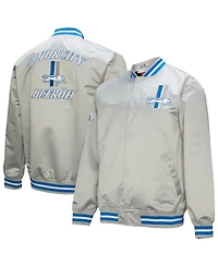 Mitchell & Ness Men's Gray Detroit Lions Double Down Satin Full-Snap Jacket
