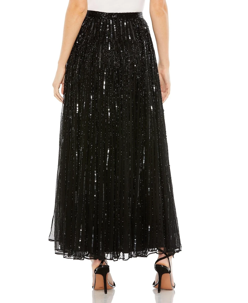 Mac Duggal Women's Long Sequin Embellished Chiffon Evening Skirt