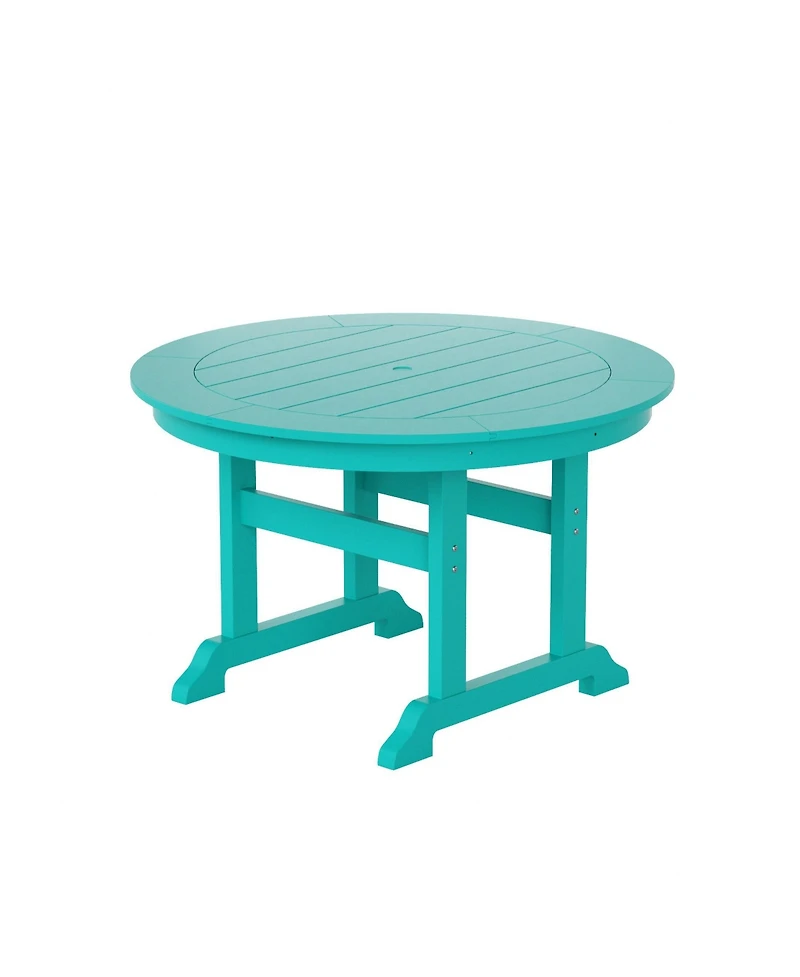 5-Piece Hdpe Round Patio Dining Table Set with Foldable Chairs