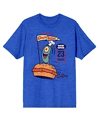 SpongeBob SquarePants Men's Plankton The Original Chum Bucket Royal Heather Short Sleeve Tee-3XL