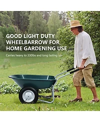 2-Tire Wheelbarrow Garden Cart Heavy-Duty Utility Dolly for Landscaping & Yard Work