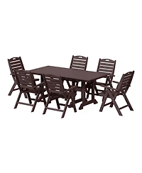 7-Piece Hdpe Rectangular Patio Dining Table Set with Foldable Chairs