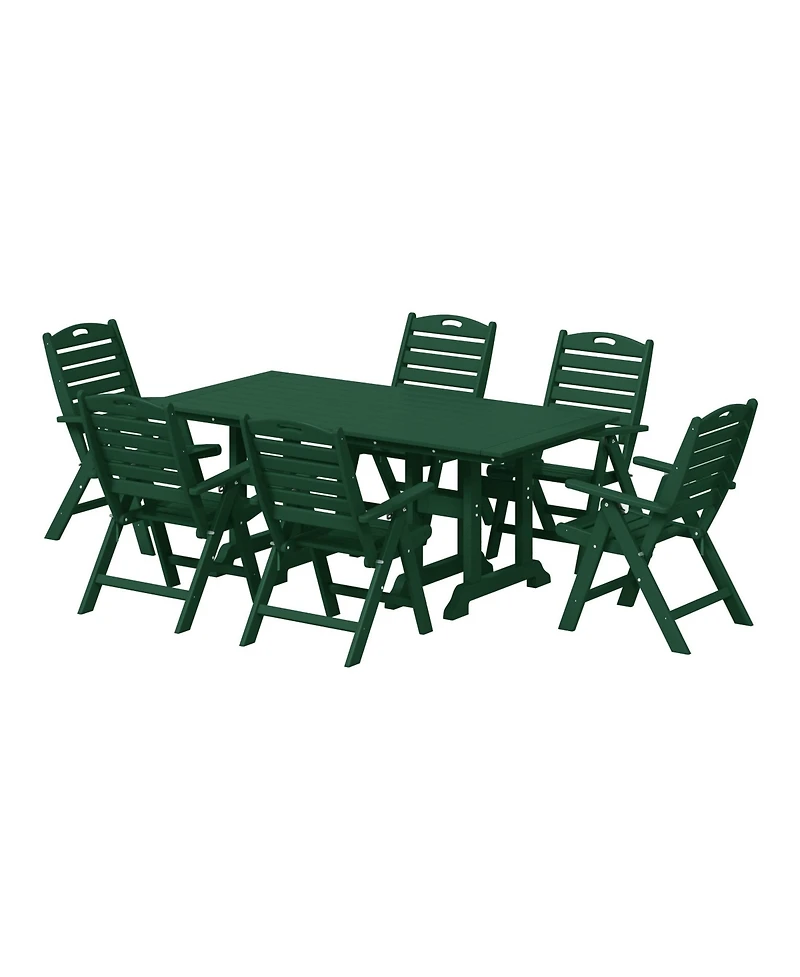 7-Piece Hdpe Rectangular Patio Dining Table Set with Foldable Chairs