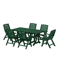 7-Piece Hdpe Rectangular Patio Dining Table Set with Foldable Chairs