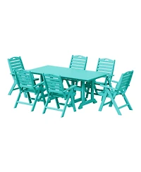 7-Piece Hdpe Rectangular Patio Dining Table Set with Foldable Chairs