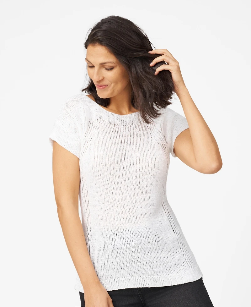 Cable & Gauge Women's Tape Yarn Knit Crew Neck Sweater