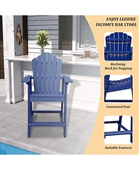 Tall Adirondack Chair with Bar Table Patio Chairs Outdoor Barstool Furniture Set Balcony for Lawn Backyard Garden, Blue