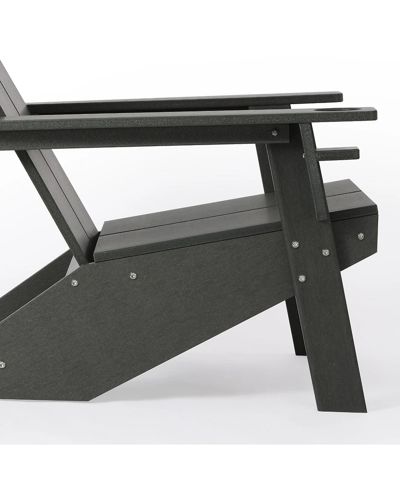 Outdoor Hdpe Modern Adirondack Chair with Cup Holder (Set of