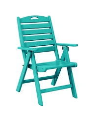 6-Piece Hdpe Rectangular Patio Dining Table Set with Foldable Chairs and Patio Bench