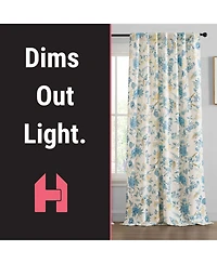 Hlc.me Scarlet Floral & Birds Patterned Back Tab Rod Pocket - Light Blocking Darkening Window Panels, Set of 2 (Grey, 52 W x 96 L)