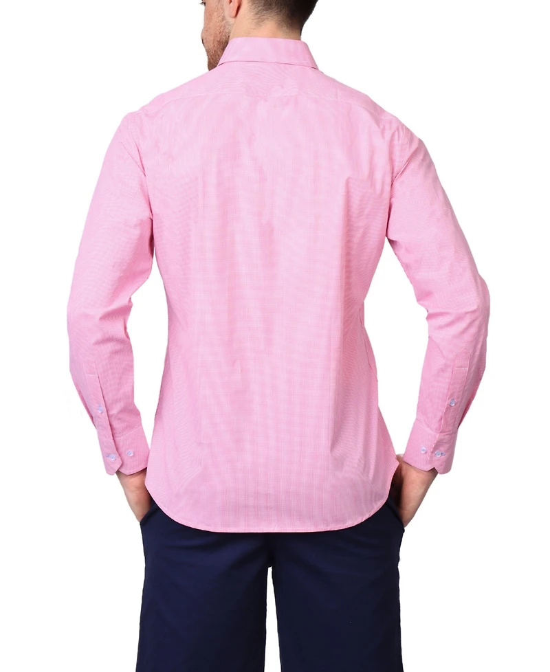 Tailorbyrd Men's Signature Micro Gingham Long Sleeve Shirt