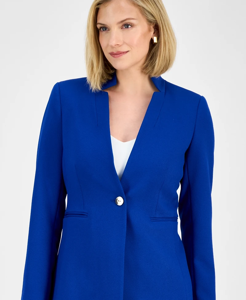 Tahari Asl Women's Twill Notched-Collar One-Button Topper