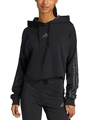 adidas Women's Printed 3-Stripe French Terry Pullover Hoodie