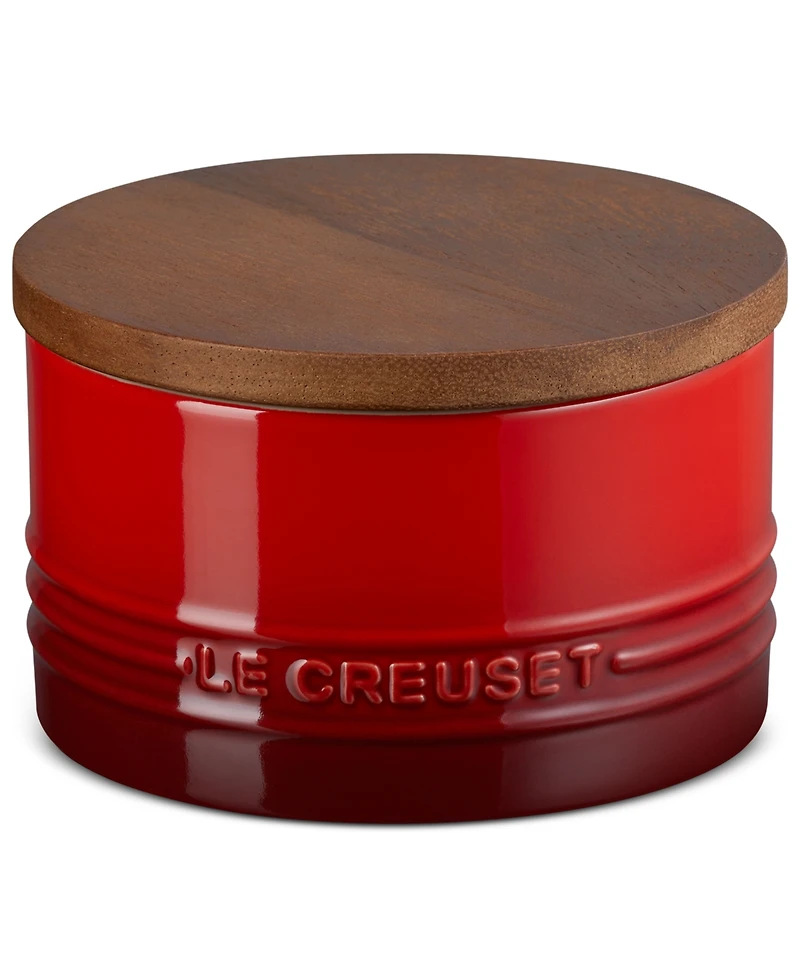 Le Creuset Stoneware Signature Salt Cellar with Wood Lid, 7-Oz.