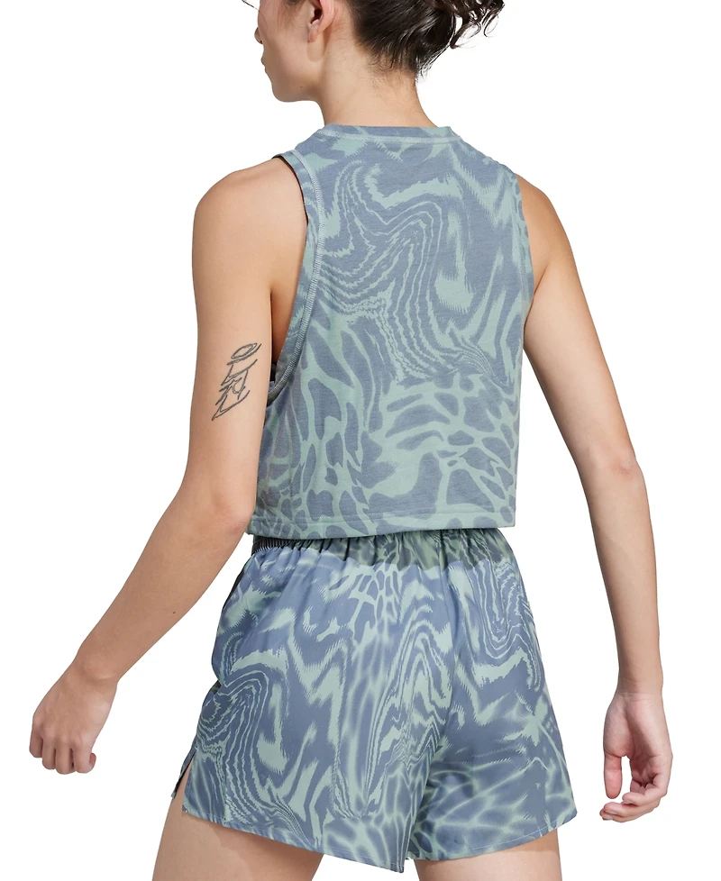 adidas Women's Printed Climacool Cropped Tank Top
