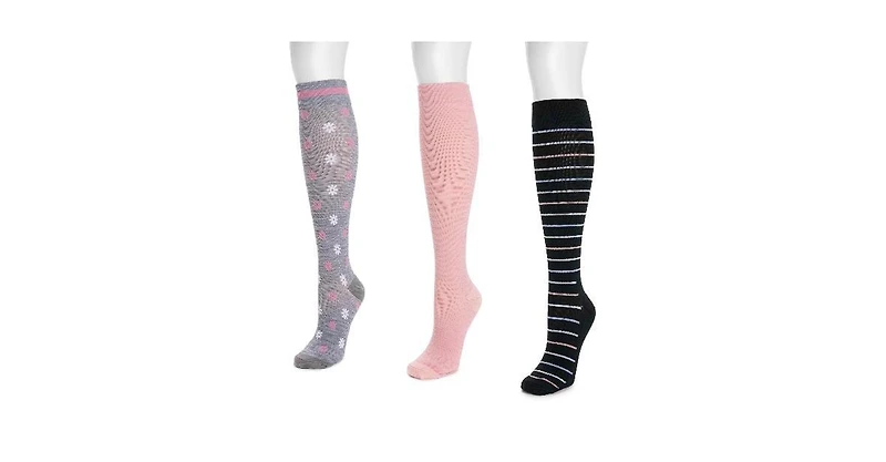 Muk Luks Women's 3 Pair Pack Compression Socks