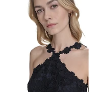 Eliza J Women's Lace Halter Handkerchief-Hem Midi Dress