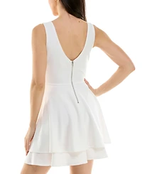 Emerald Sundae Juniors' Mesh-Inset Fit & Flare Dress
