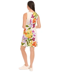 London Times Petite Placed-Floral Shift Mini Dress
