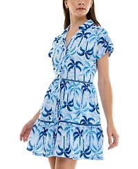 Taylor Women's Floral Tiered Button-Front Mini Dress