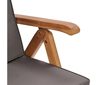 Reclining Patio Chairs with Cushions 2 pcs Solid Teak Wood Gray