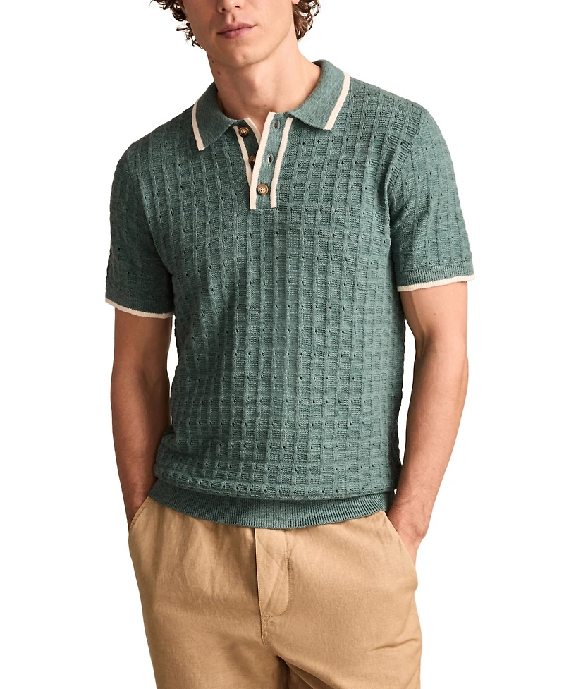 Lucky Brand Men's Short Sleeve Tipped Polo Sweater
