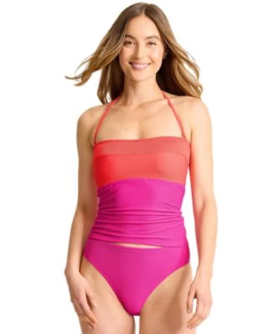 Tommy Bahama Womens Colorblocked Convertible Tankini Top Hipster Bikini Bottoms