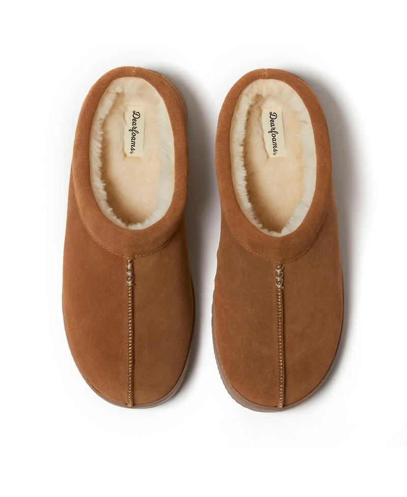 Dearfoams Men's Dean Genuine Suede Clog House Shoe Slipper