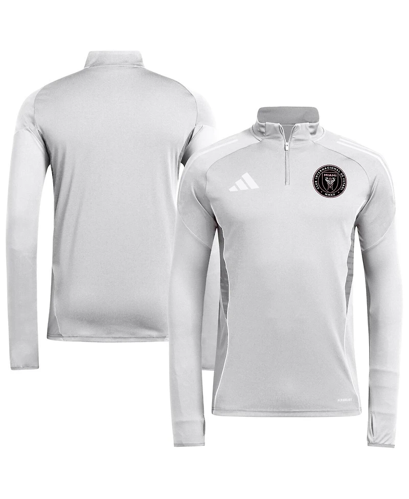 Adidas Men's Silver Inter Miami Cf 2025 Quarter-Zip Long Sleeve Training Sweatshirt