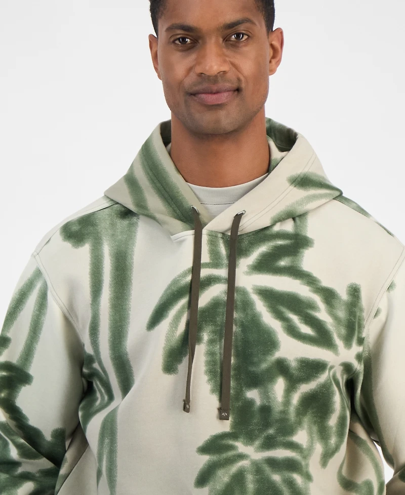 A|X Armani Exchange Men's Long Sleeve Palm Tree Print Hoodie