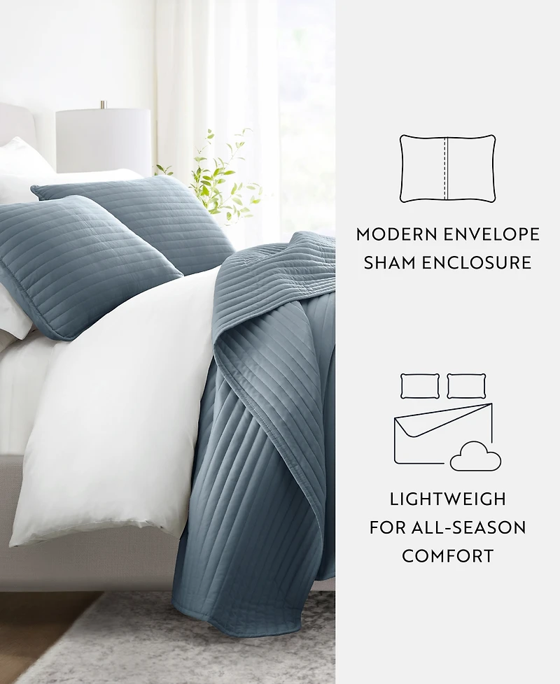 ienjoy Home Stripe Stitch 3-Pc. Quilt Set, King/California King