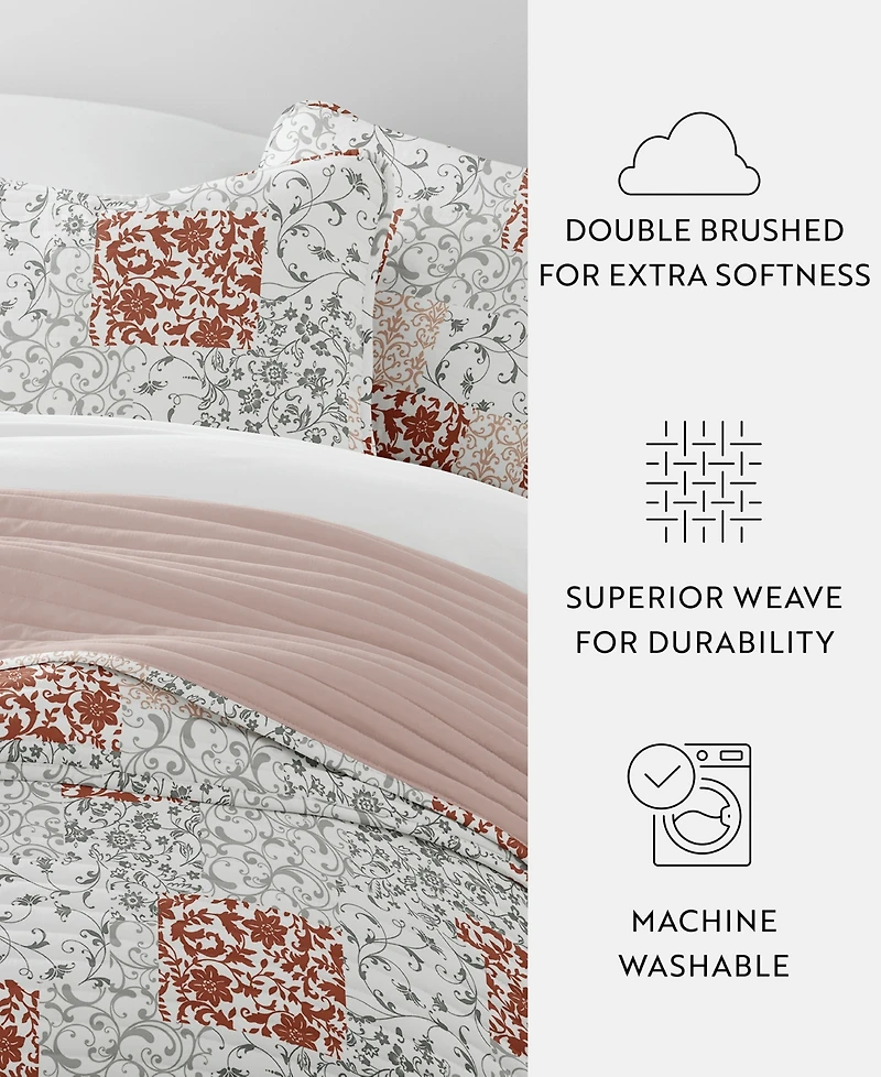 ienjoy Home Scrolled Patchwork Reversible 3-Pc. Lightweight Quilt Set, King/California King