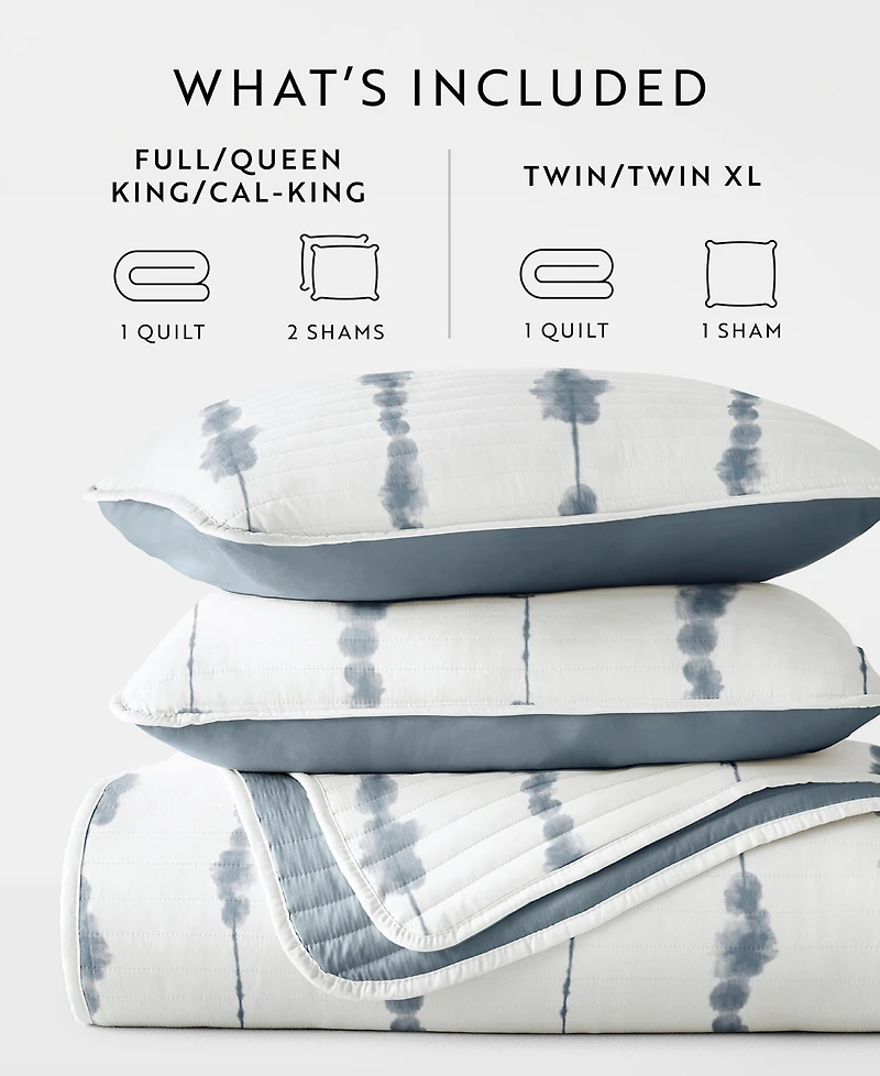 ienjoy Home Shibori Reversible 3-Pc. Lightweight Quilt Set, Full/Queen