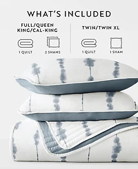 ienjoy Home Shibori Reversible 3-Pc. Lightweight Quilt Set, Full/Queen