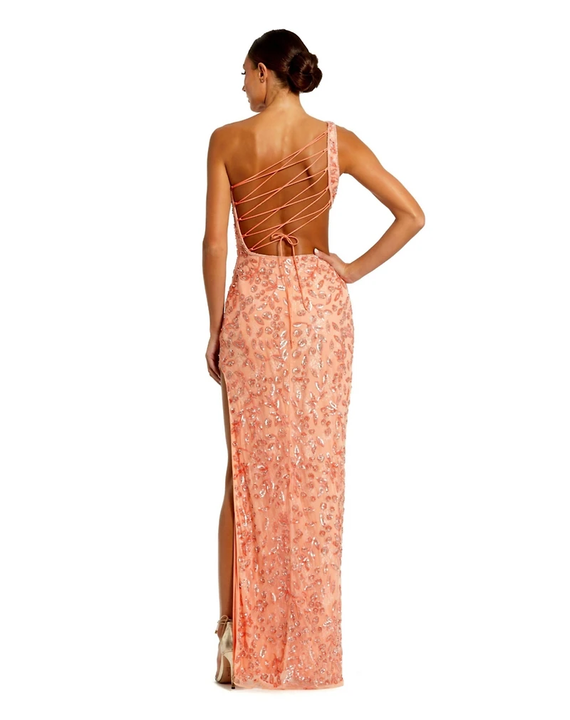 Mac Duggal Women's One Shoulder Embellished Gown With Slit