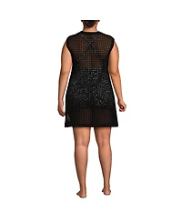 Lands' End Plus Open Knit Cover-up Dress