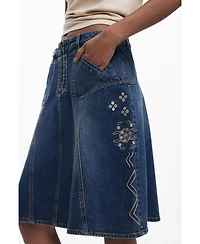 Desigual Women's Embroidered denim skirt