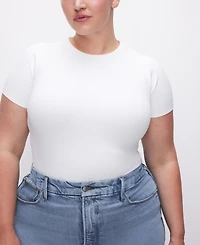 Good American Scuba Crewneck Short-Sleeve Bodysuit