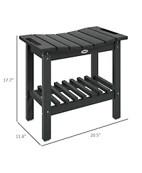Outsunny 2-Tier Outdoor Side Table, Shower Bench with Handles
