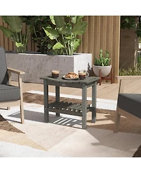 Outsunny 2-Tier Outdoor Side Table, Shower Bench with Handles