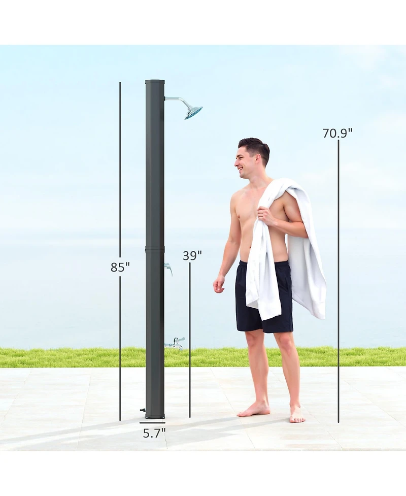 Outsunny 7.1FT Slolar Heated Outdoor Shower, 9.2 Gal Outdoor Solar Shower