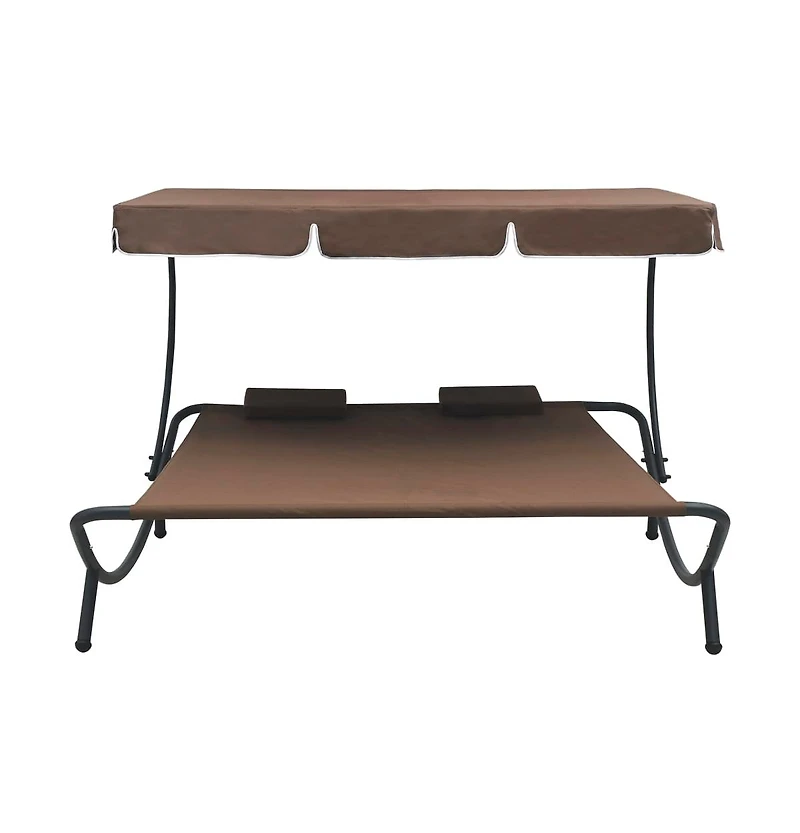 Patio Lounge Bed with Canopy and Pillows