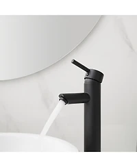 Single Hole Single Handle Bathroom Vessel Sink Faucet With Supply Hose in Polished Chrome