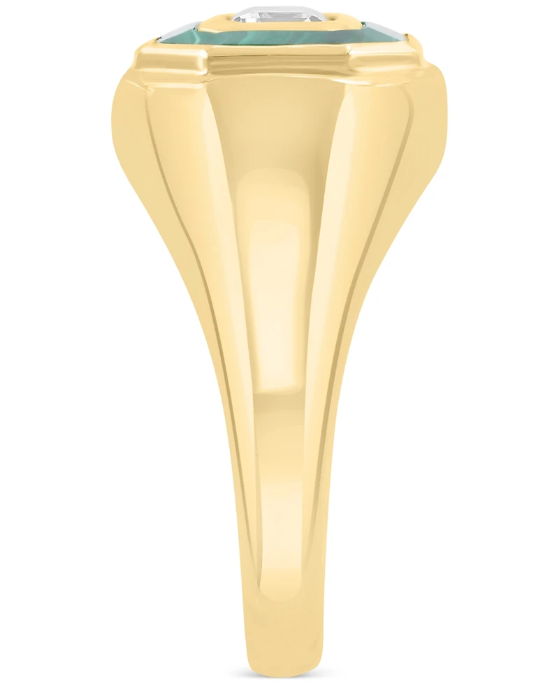 Effy White Topaz (5/8 ct. t.w.) & Malachite Octagon Ring in 14k Gold-Plated Sterling Silver