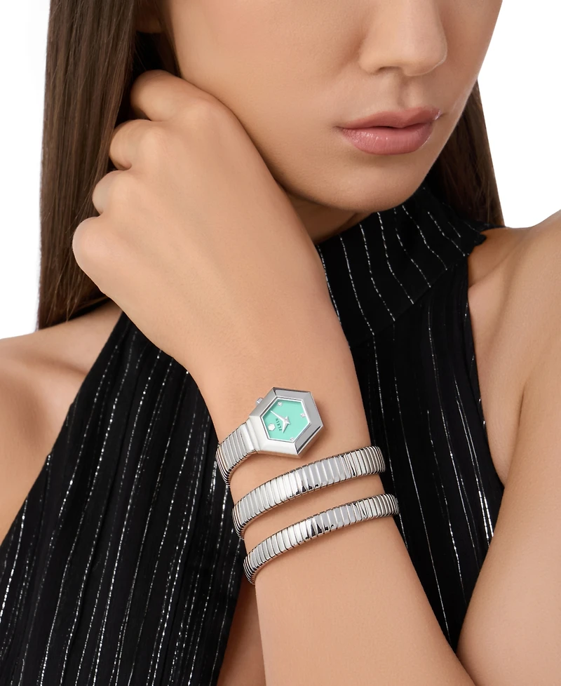 Philipp Plein Women's Snake Hexagon Stainless Steel Wrap Bracelet Watch 28mm