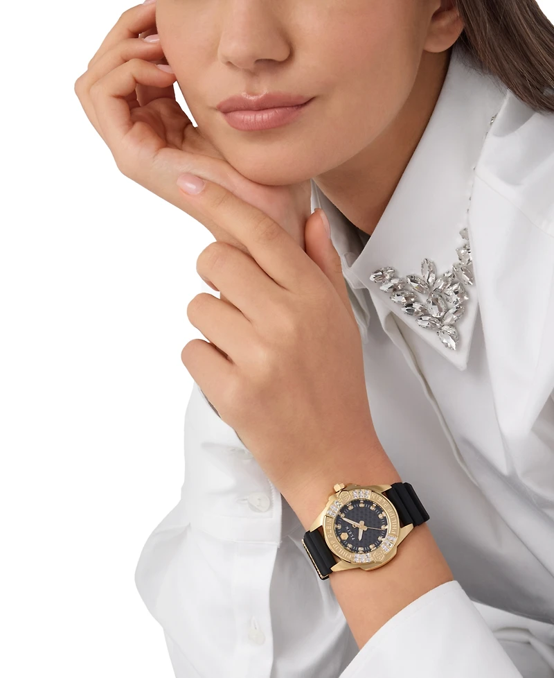 Philipp Plein Women's Majesty Black Silicone Strap Watch 38mm