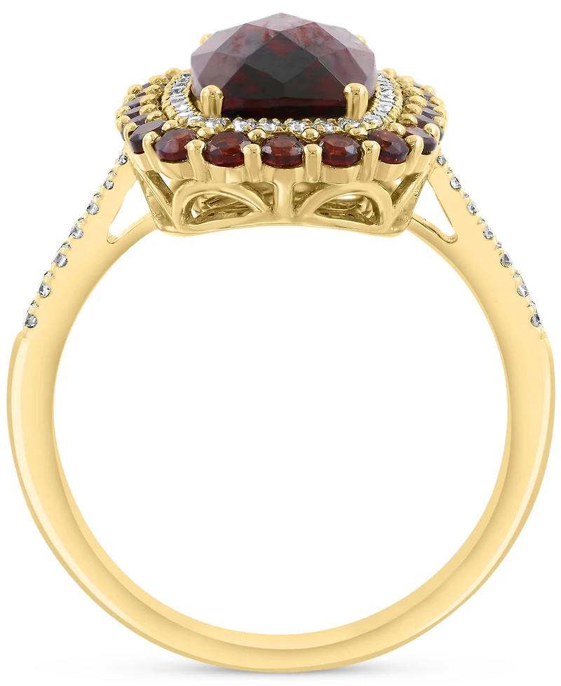 Effy Garnet (4-1/3 ct. t.w.) & Diamond (1/5 ct. t.w.) Halo Ring in 14k Gold