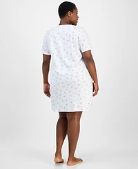 Charter Club Plus Cotton Essential Henley Sleep Shirt, Exclusively at Macy's