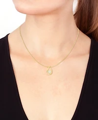 Effy Ethiopian Opal (1-5/8) & Diamond (1/20 ct. t.w.) 18" Pendant Necklace in 14k Gold-Plated Sterling Silver