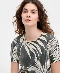 Guess Women's Sequin Printed Short-Sleeve Sweater